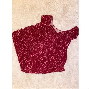 Red & white high low off the shoulder dress!